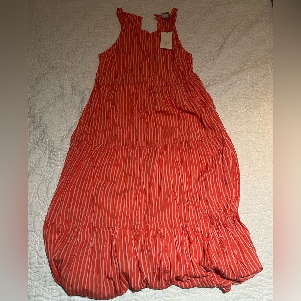 A New Day Coral Striped Sleeveless dress NWT